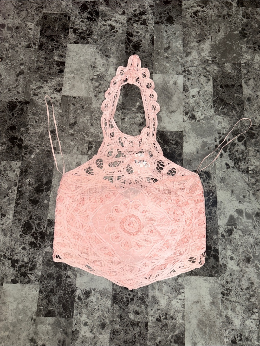 Free people halter crop crochet lace top